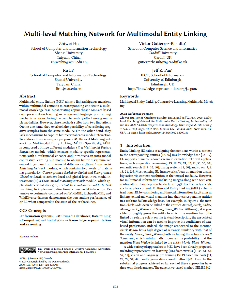 First page of the M3EL paper